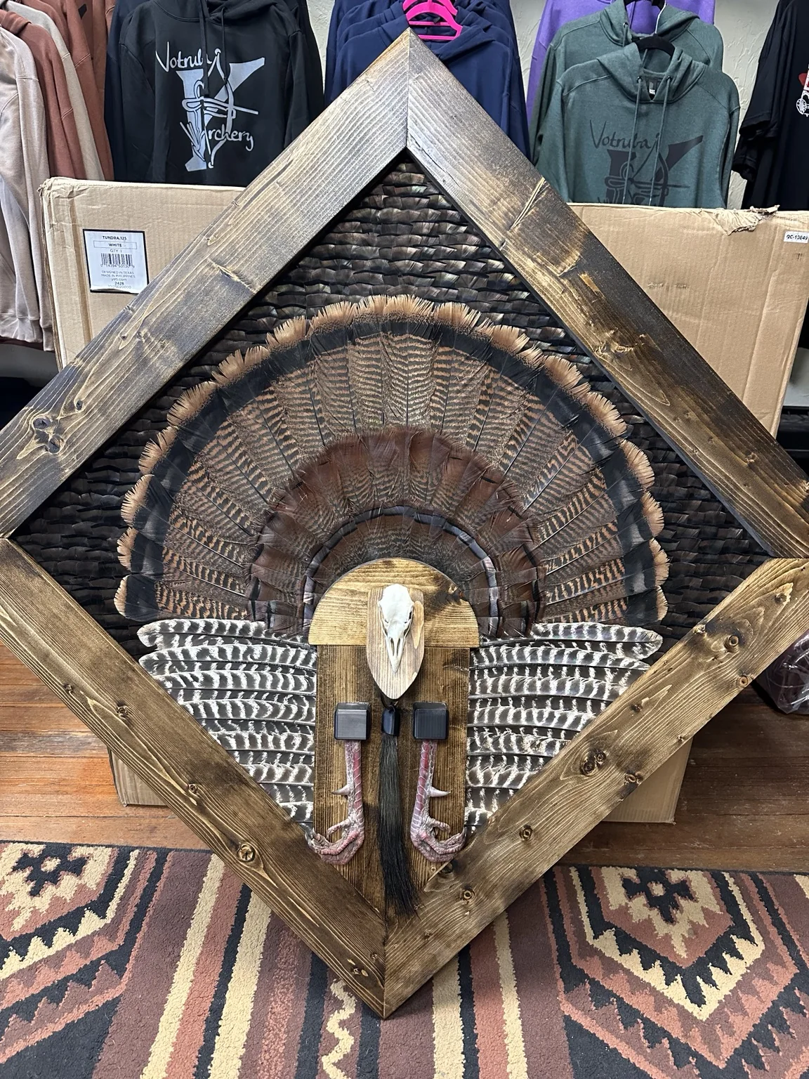 Custom turkey feather art display